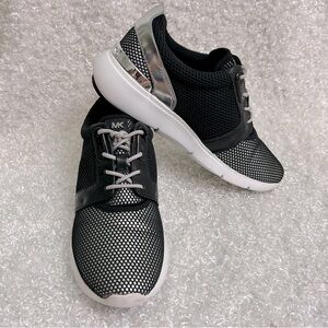 Michael Kors Black and Silver Mesh Slip-On Sneakers